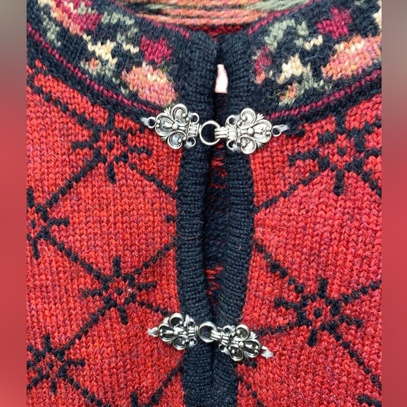 Icelandic Design Nordic Women’s 100%‎ Wool Sweater Embroidered Size Large Red - Picture 2 of 10